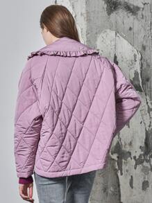 MOTF PREMIUM Áo khoác viền lá sen màu trơn Giải trí - Màu Lilac Tím - Xem 2