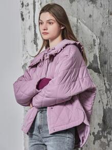 MOTF PREMIUM Áo khoác viền lá sen màu trơn Giải trí - Màu Lilac Tím - Xem 6