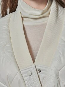 SHEIN Unity Drop Shoulder Belted Down Coat - Beige - View 4