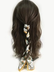 Plant Pattern Bow Knot Decor Hair Tie - Yellow - View 2