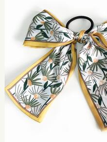 Plant Pattern Bow Knot Decor Hair Tie - Yellow - View 3