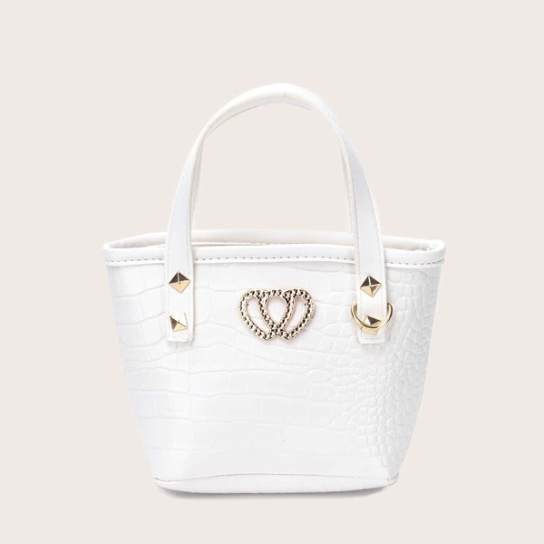 

Croc Embossed Bucket Bag, White