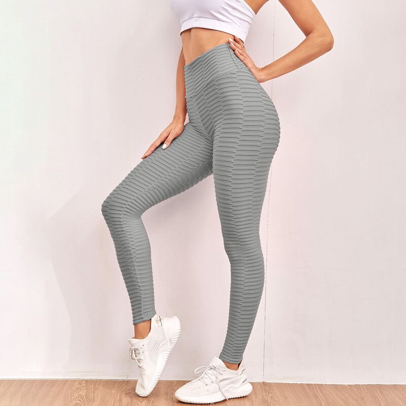 

Textured Wideband Waist Sports Leggings, Grey