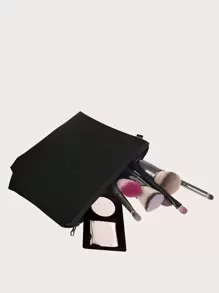 Túi mỹ phẩm màu tinh khiết - màu đen - Xem 4