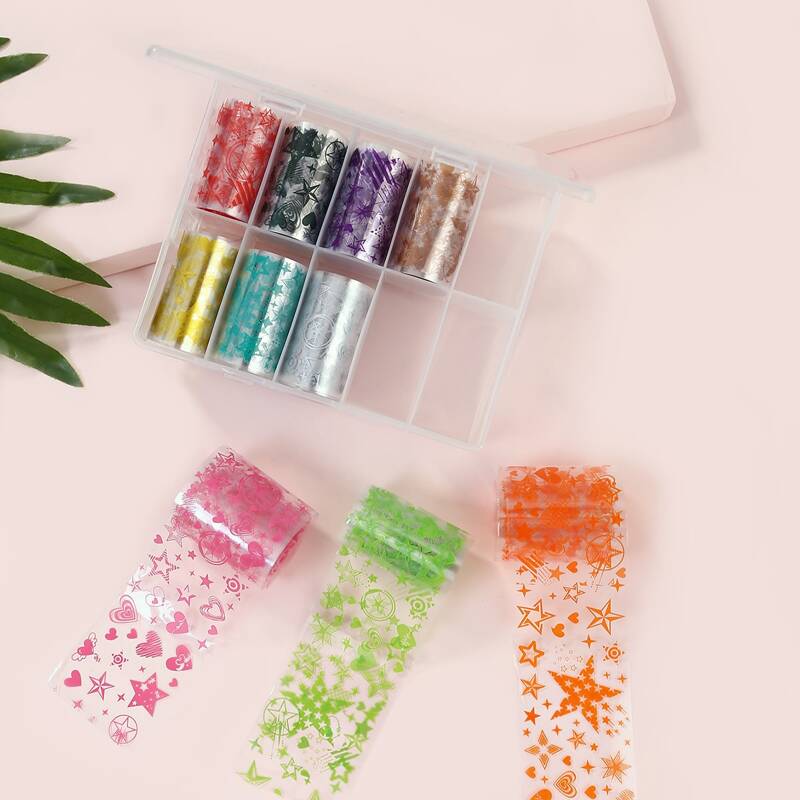 

10rolls Star & Heart Pattern Nail Art Sticker, Multicolor