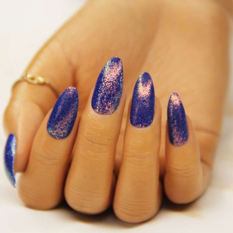 

24pcs Glitter Fake Nail & 1sheet Tape & 1pc Nail File, Purple