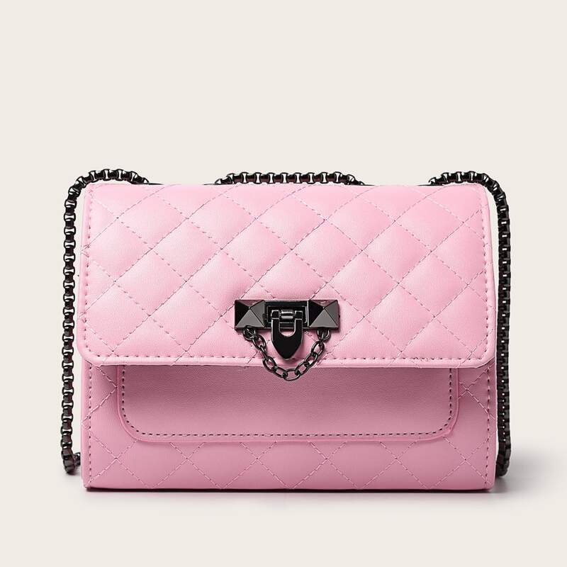 

Quilted Crossbody Chain Bag, Baby pink