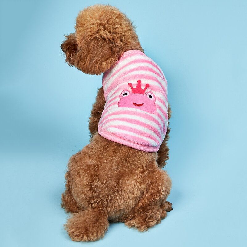 

Striped Embroidered Frog Dog Vest, Pink