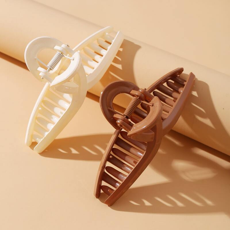

2pcs Solid Hair Claw, Multicolor