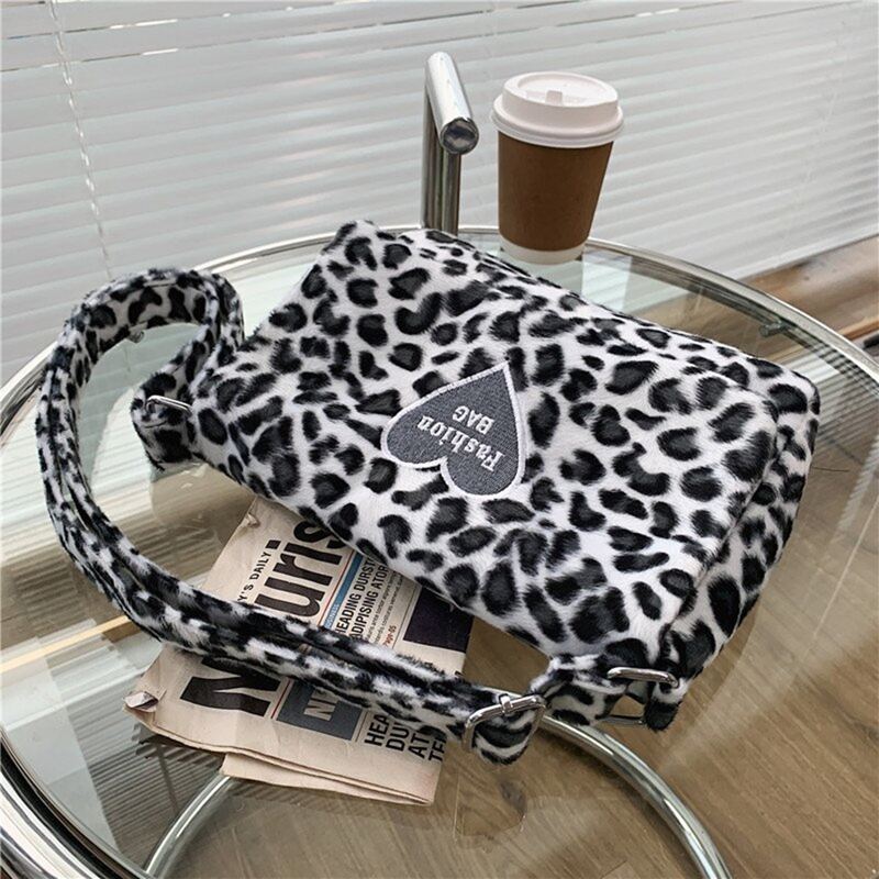 

Leopard Fluffy Crossbody Bag, Multicolor