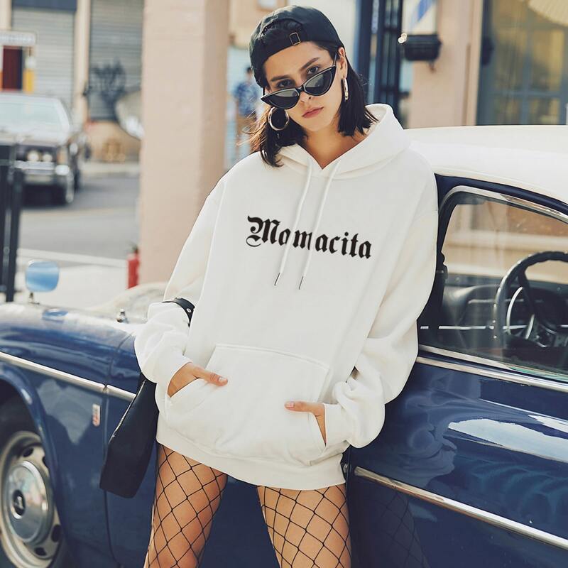 

Letter Graphic Oversized Fleece Lined Drawstring Hoodie, White