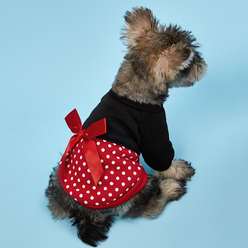 

Polka Dot Bow Decor Dog Top, Red