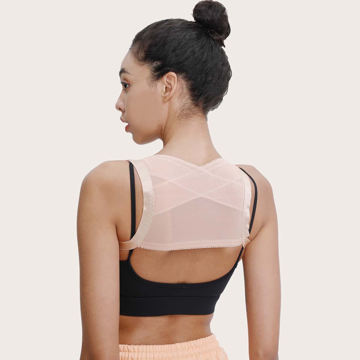 

1pc Adjustable Humpback Correction Belt, Apricot