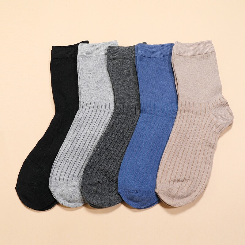 

5pairs Plain Crew Socks, Multicolor