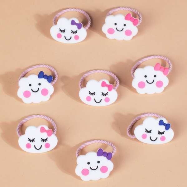 

8pcs Toddler Girls Cartoon Hair Tie, Multicolor