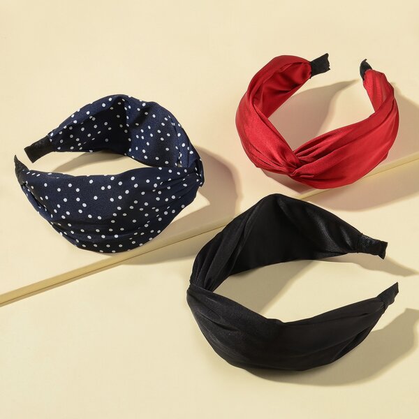 

3pcs Polka Dot Pattern Hair Hoop, Multicolor