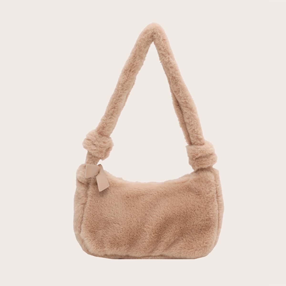 

Solid Fluffy Baguette Bag, Khaki