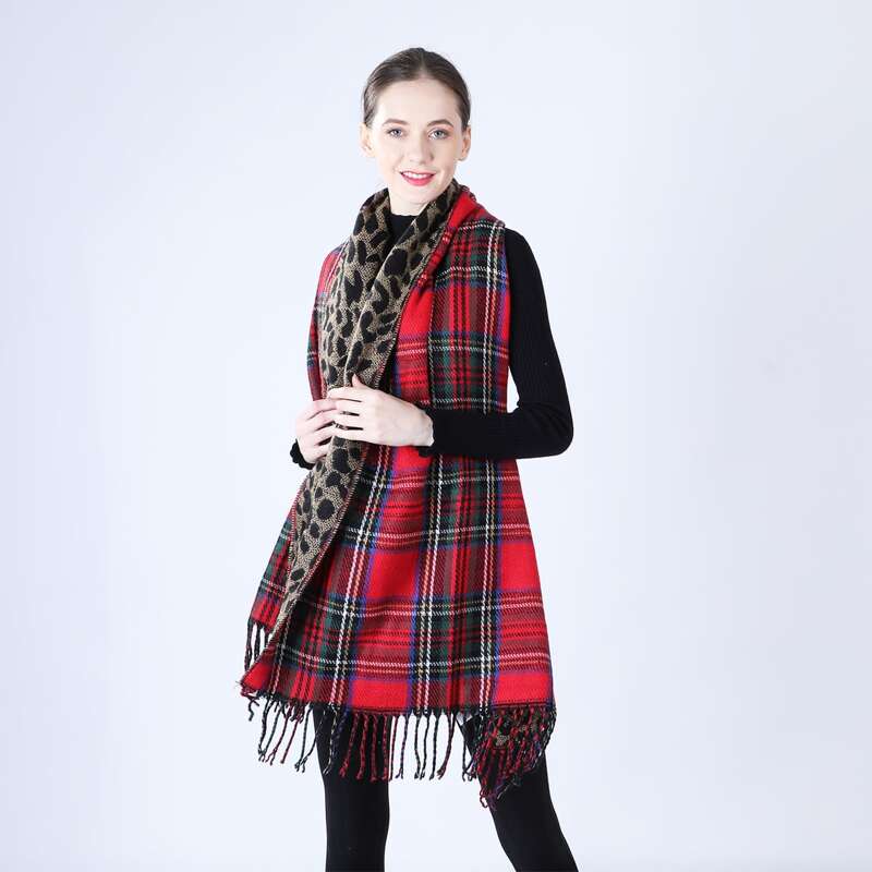 

Plaid Fringe Hem Shawl Scarf, Multicolor