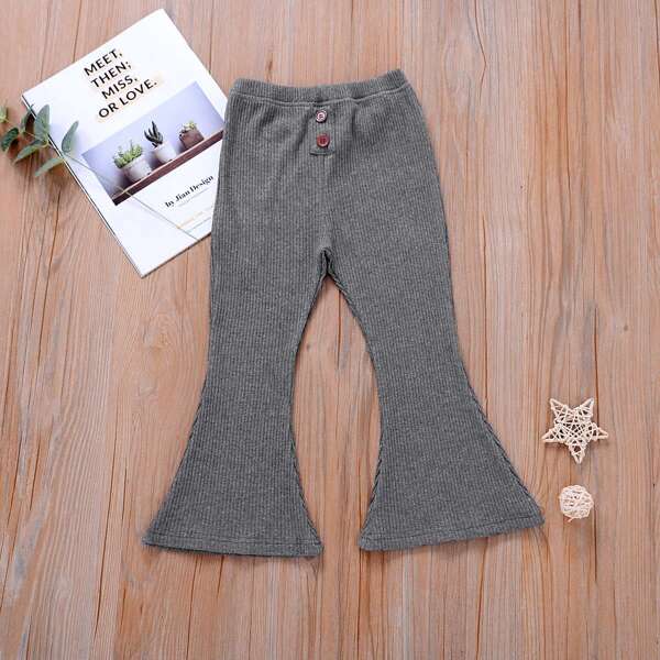 

Toddler Girls Rib-knit Flare Leg Pants, Dark grey