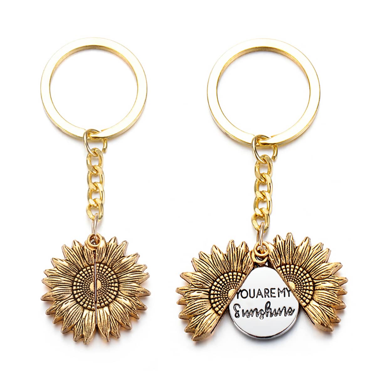 

1pc Sunflower & Slogan Design Keychain, Gold
