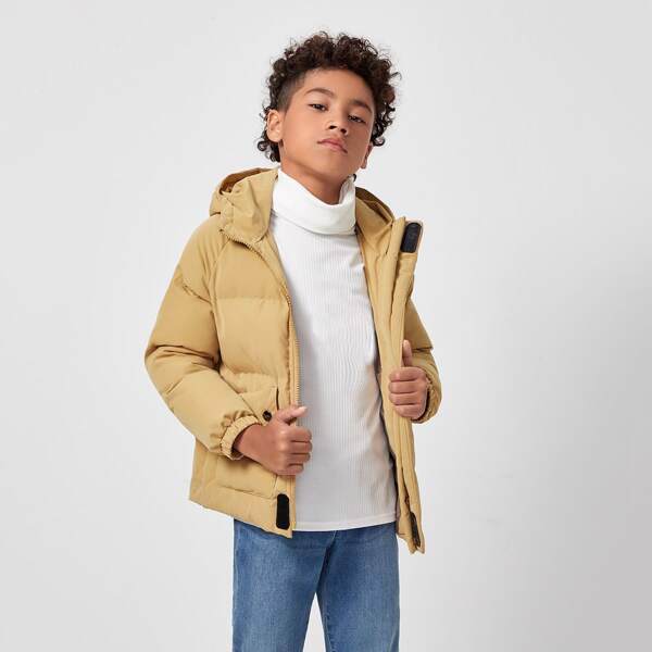 

Boys Raglan Sleeve Puffer Jacket, Mustard yellow