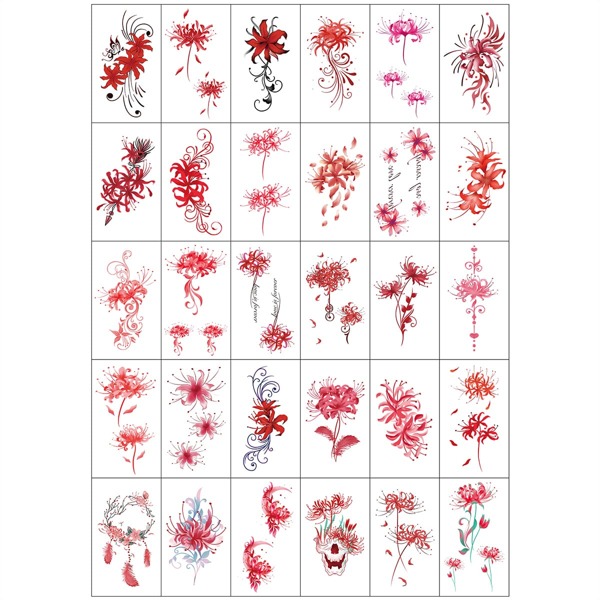 

30sheets Flower Pattern Tattoo Sticker, Multicolor