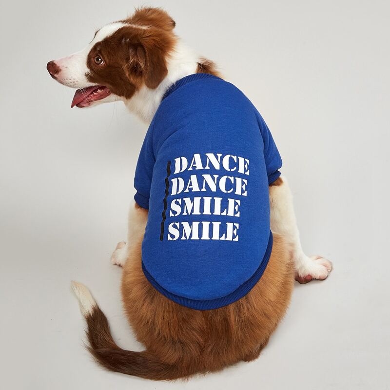 

Star & Letter Graphic Button-up Dog Coat, Blue