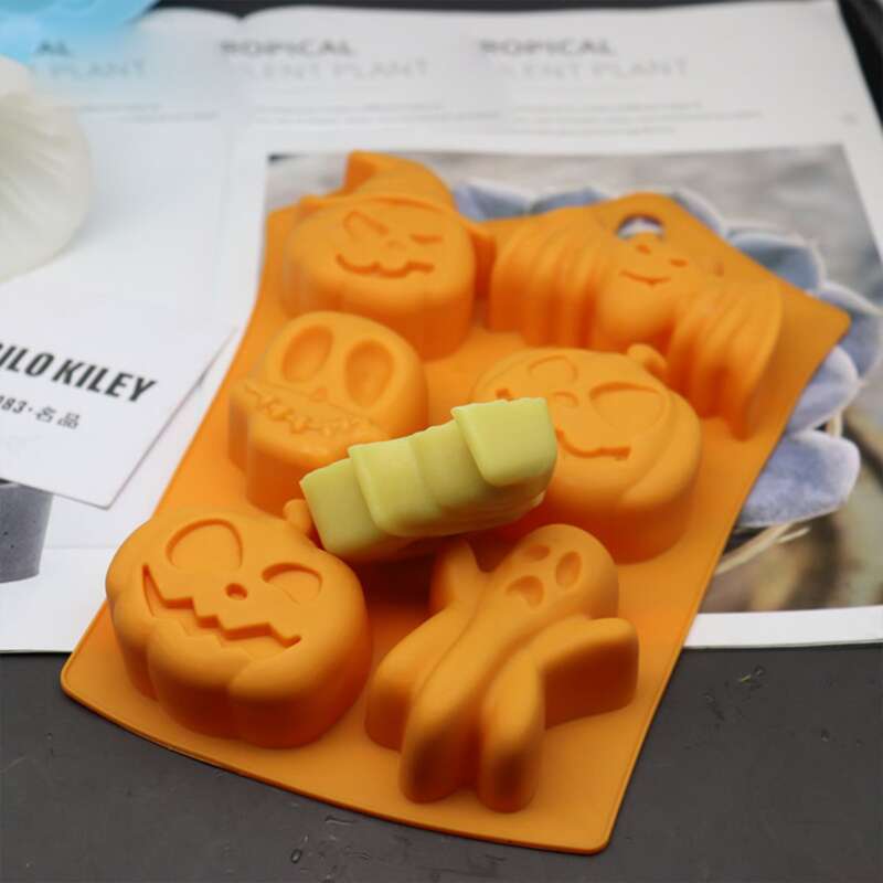 

1pc 6 Holes Halloween Cake Mold, Orange