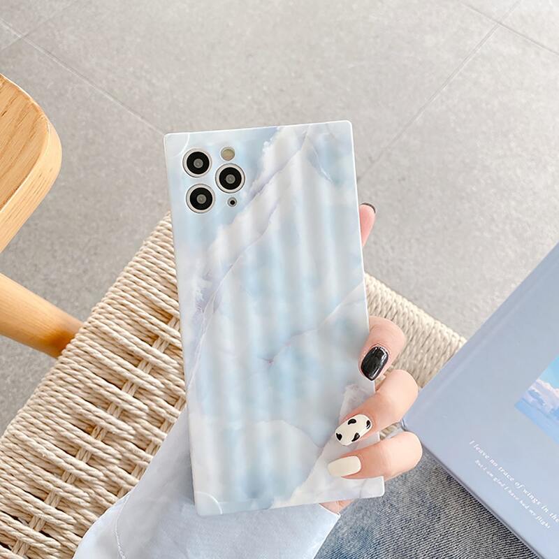 

Marble Pattern Square iPhone Case, Blue