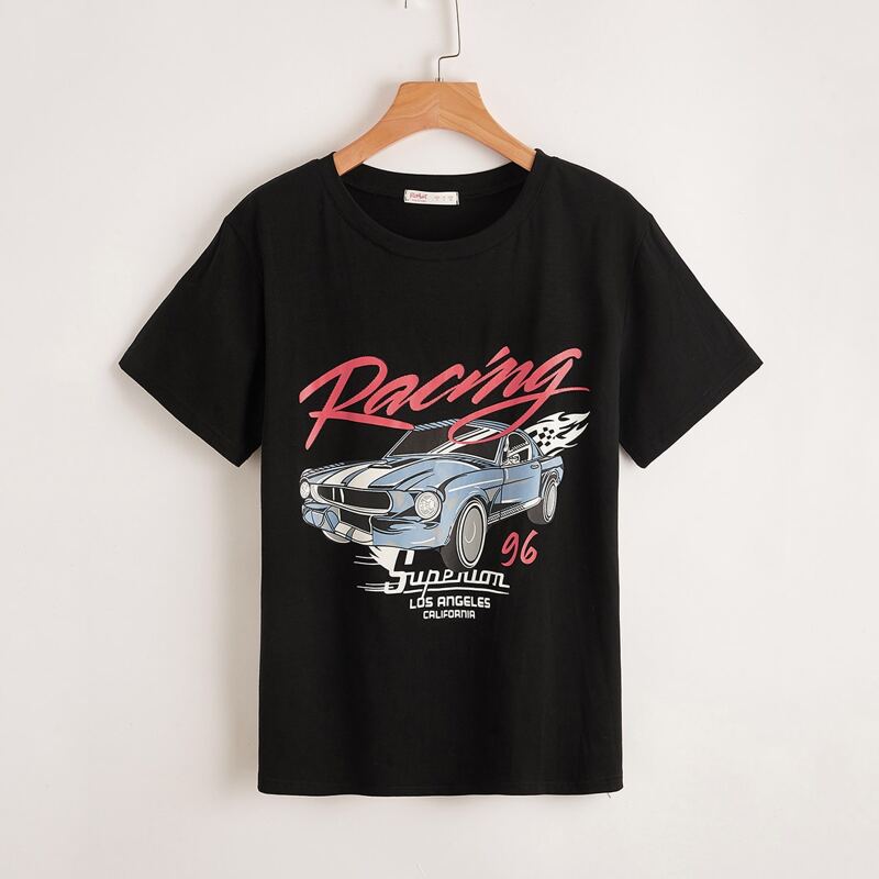 

Letter Car Graphic Tee, Black