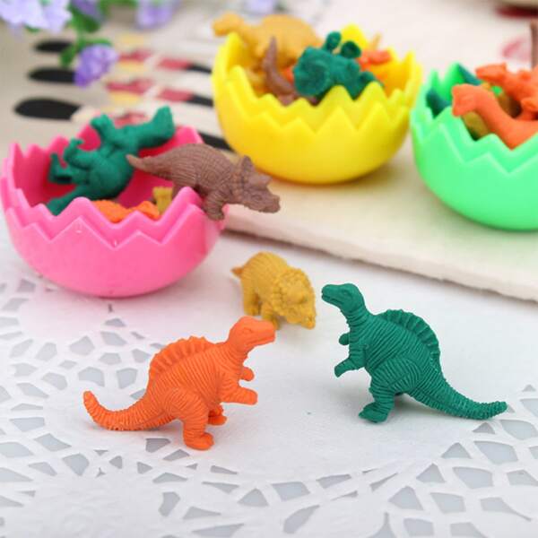 

8pcs Dinosaur Shaped Eraser, Multicolor