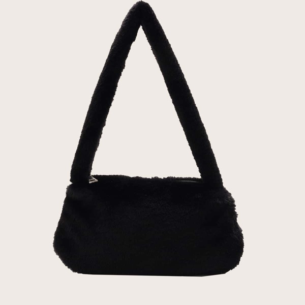 

Minimalist Fluffy Baguette Bag, Black