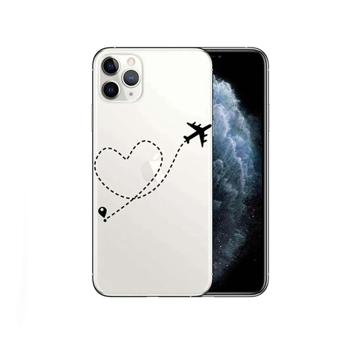 

Heart & Airplane Print iPhone Case, Clear