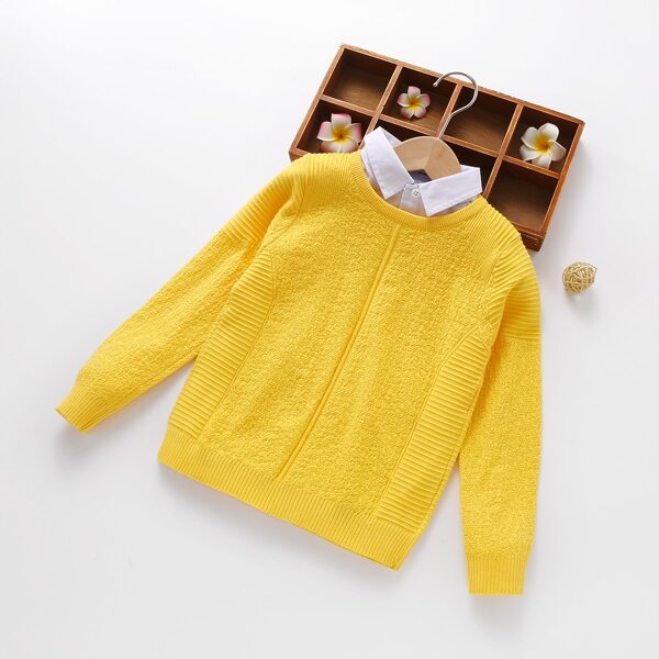 

Boys 2 In 1 Contrast Collar Sweater, Yellow