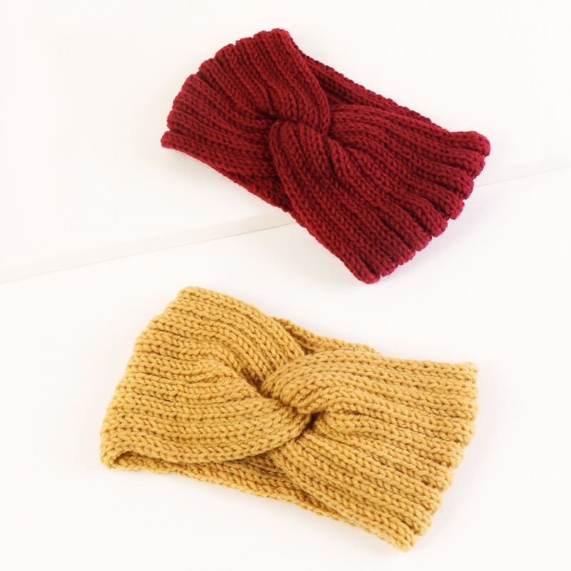 

2pcs Simple Knit Headband, Multicolor