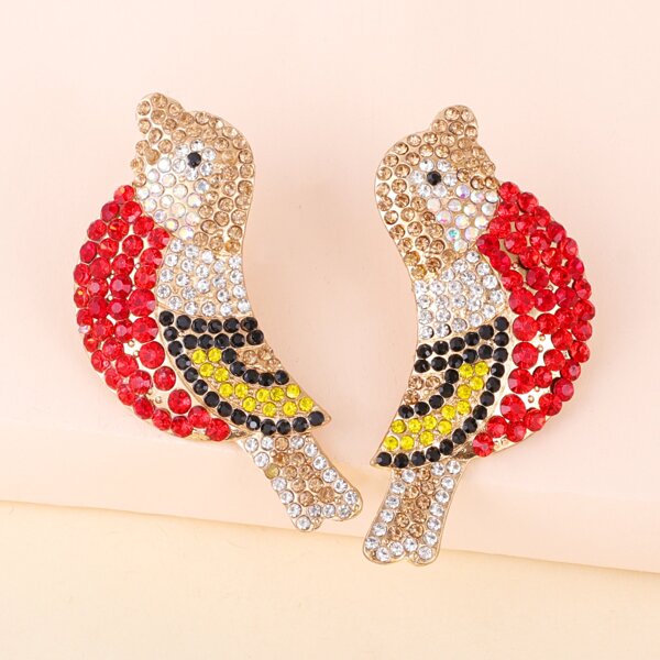 

Rhinestone Bird Design Stud Earrings, Multicolor