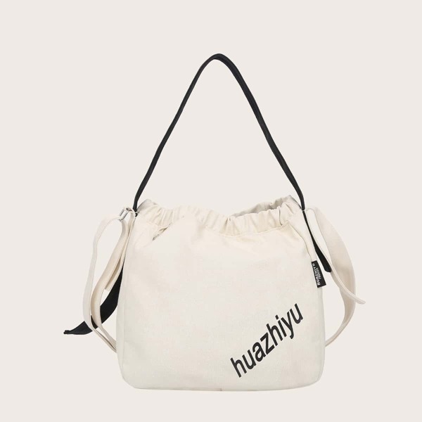 

Girls Letter Graphic Bucket Bag, White