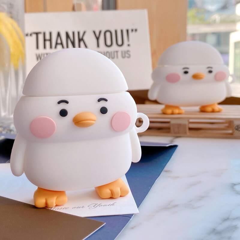 

Cartoon Duck AirPods Case, White