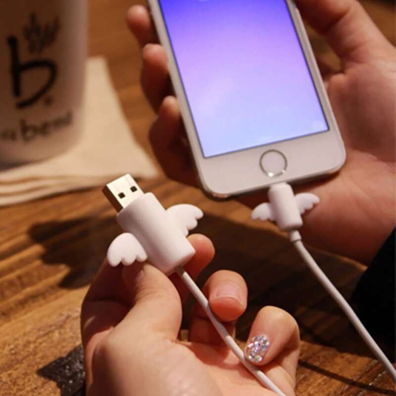 

2pcs Wings Design Data Cable Protector, White