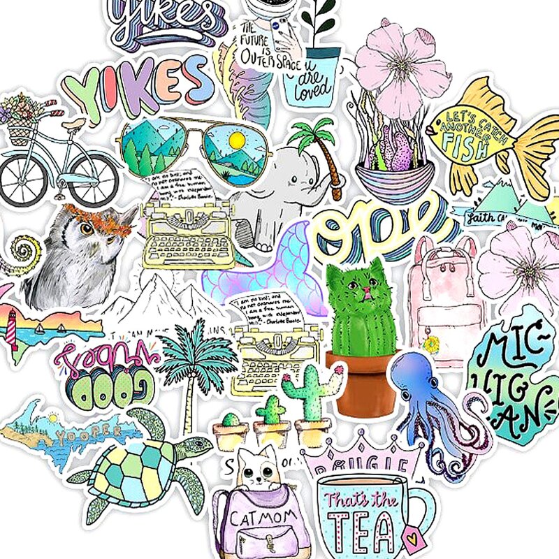

50pcs Mixed Pattern Sticker, Multicolor