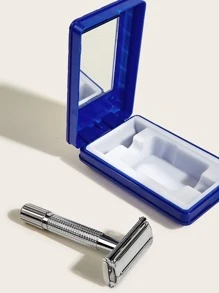 老風格刮胡刀架直剃刀折疊手動刮胡刀剃須銀色1入組剃須剃須鬍鬚面部清潔