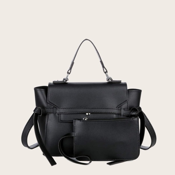 

Minimalist Satchel Bag With Purse, Black