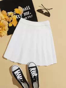 Zip Side Pleated Skirt