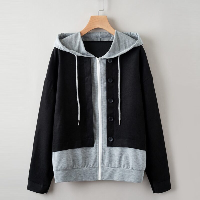 

2 In 1 Drawstring Zip Up Jacket, Multicolor