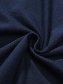 SHEIN LUNE Plus Dandelion And Slogan Graphic Tee - Navy Blue - View 3