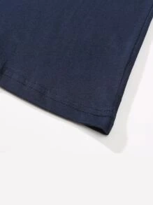 SHEIN LUNE Plus Dandelion And Slogan Graphic Tee - Navy Blue - View 5