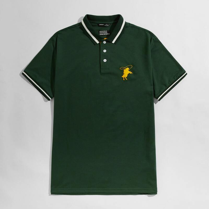 

Guys Graphic Print Polo Shirt, Army green