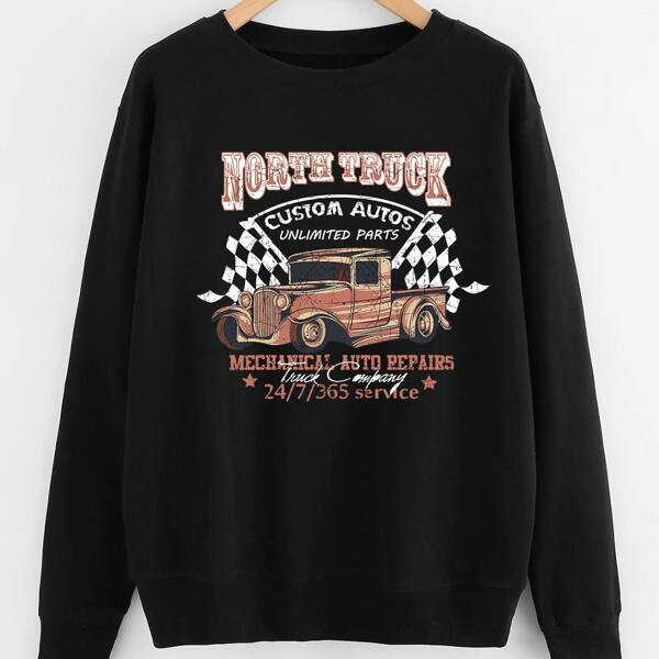 

Plus Letter Graphic Sweatshirt, Black