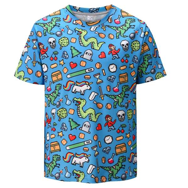

Men Allover Cartoon Print Round Neck Tee, Multicolor