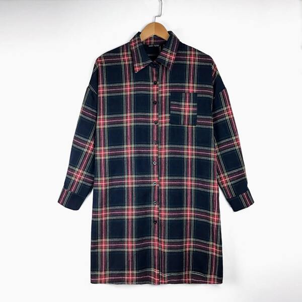 

Tartan Print Button Through Longline Blouse, Multicolor